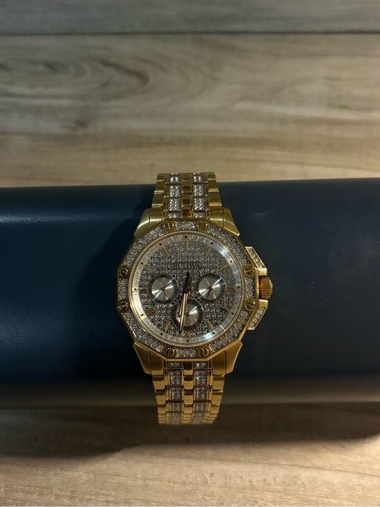 Bulova Other - Bulova Gold and Silver Crystal-Accented Men's Chronograph Watch